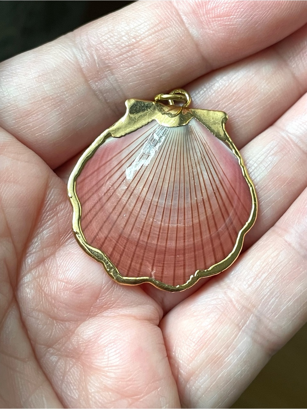 Vintage shell pendant w/ goldtone rim summer beach salt life - Picture 8 of 10